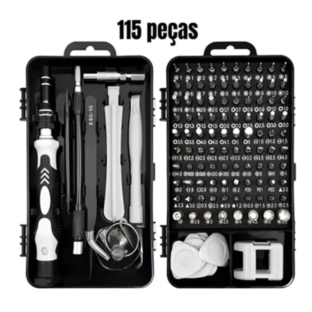 Kit Ferramenta 115 Chaves Precisão Celular Notebook Tablet