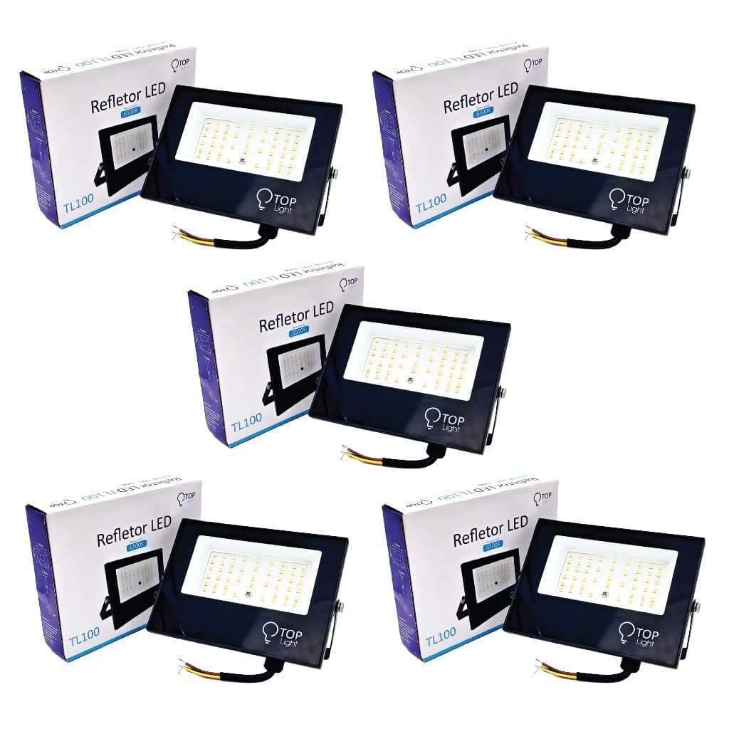 Kit 5 un Refletor 100w Projetor Led Branco Frio Slim Holofote Bivolt Prova Dágua 6500k mini
