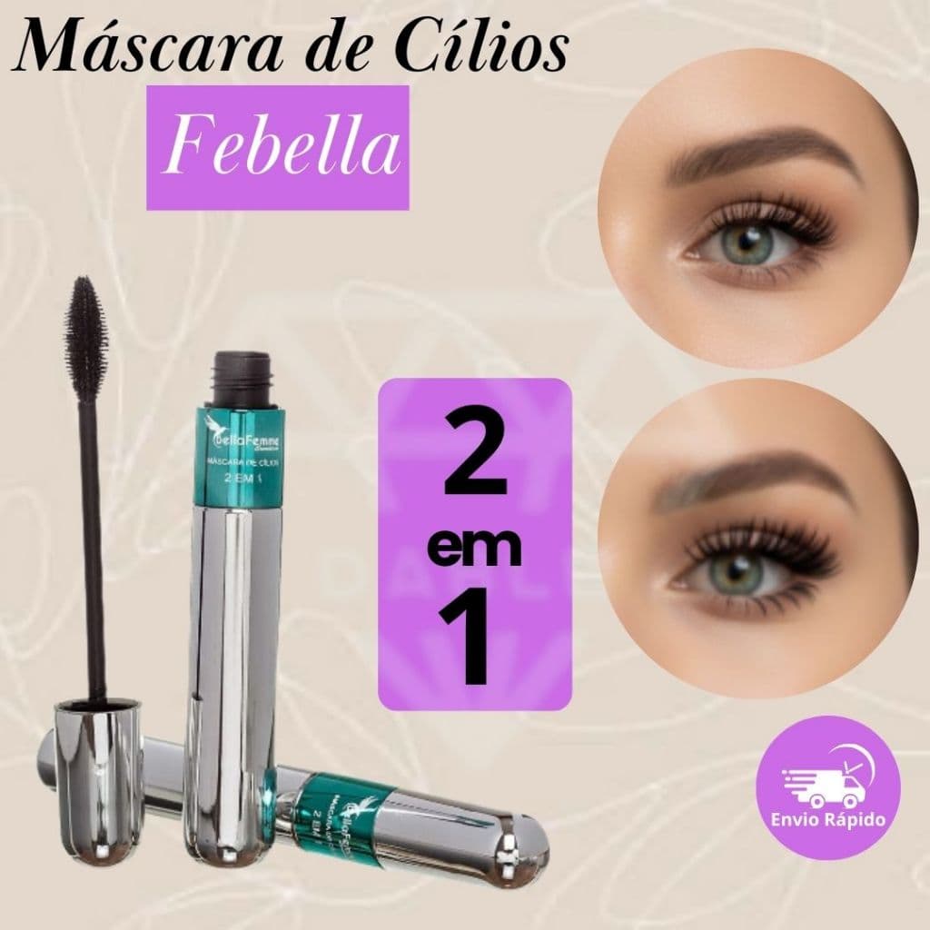 Máscara Para Cílios Rímel A Prova D’Água 2 em 1 4D Volume e Alongamento