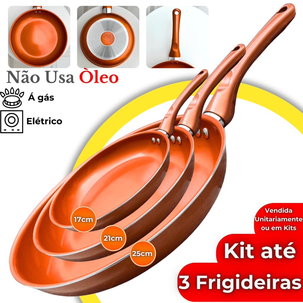 Frigideira Ceramica Antiaderente Fogão Elétrico Gás Profissional Premium Grande Cabo Antitérmico