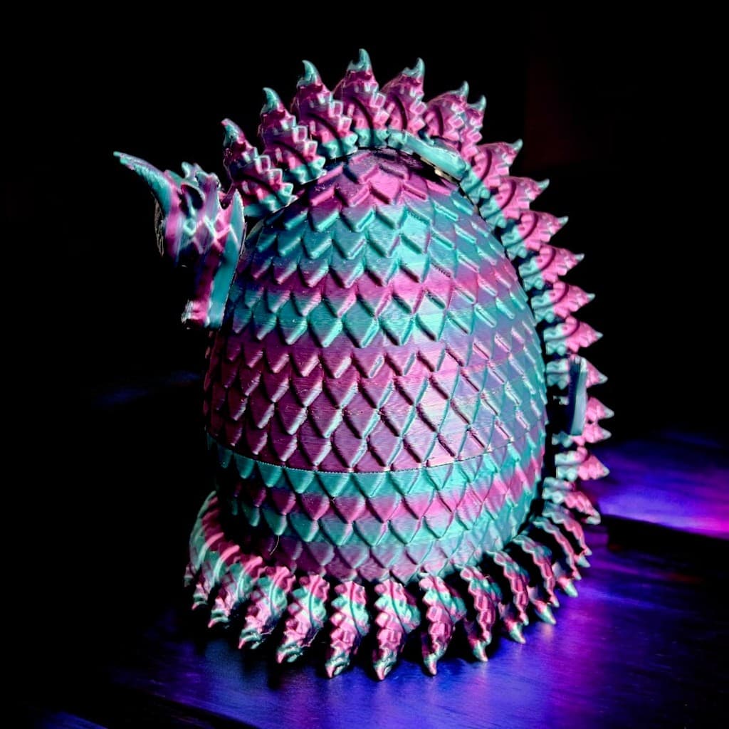 Ovo Surpresa com Dragão Articulado Roxo e Verde Turquesa Impressão 3D Decoração brinquedo