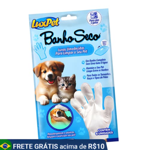 Banho a seco luxcar pet cao e gato Higienizador Pet Luvas Umidecidas Cuidados Animal