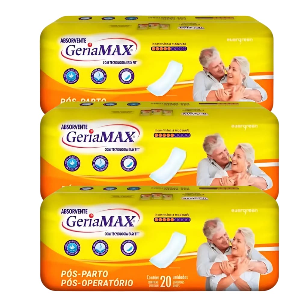 Kit 3 pacotes Absorventes pós-parto/pós-operatório Geriamax  20 un cada