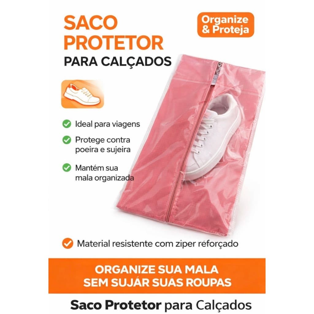 Saco Protetor para Calçados com Zíper | Organizador de Mala para Viagem