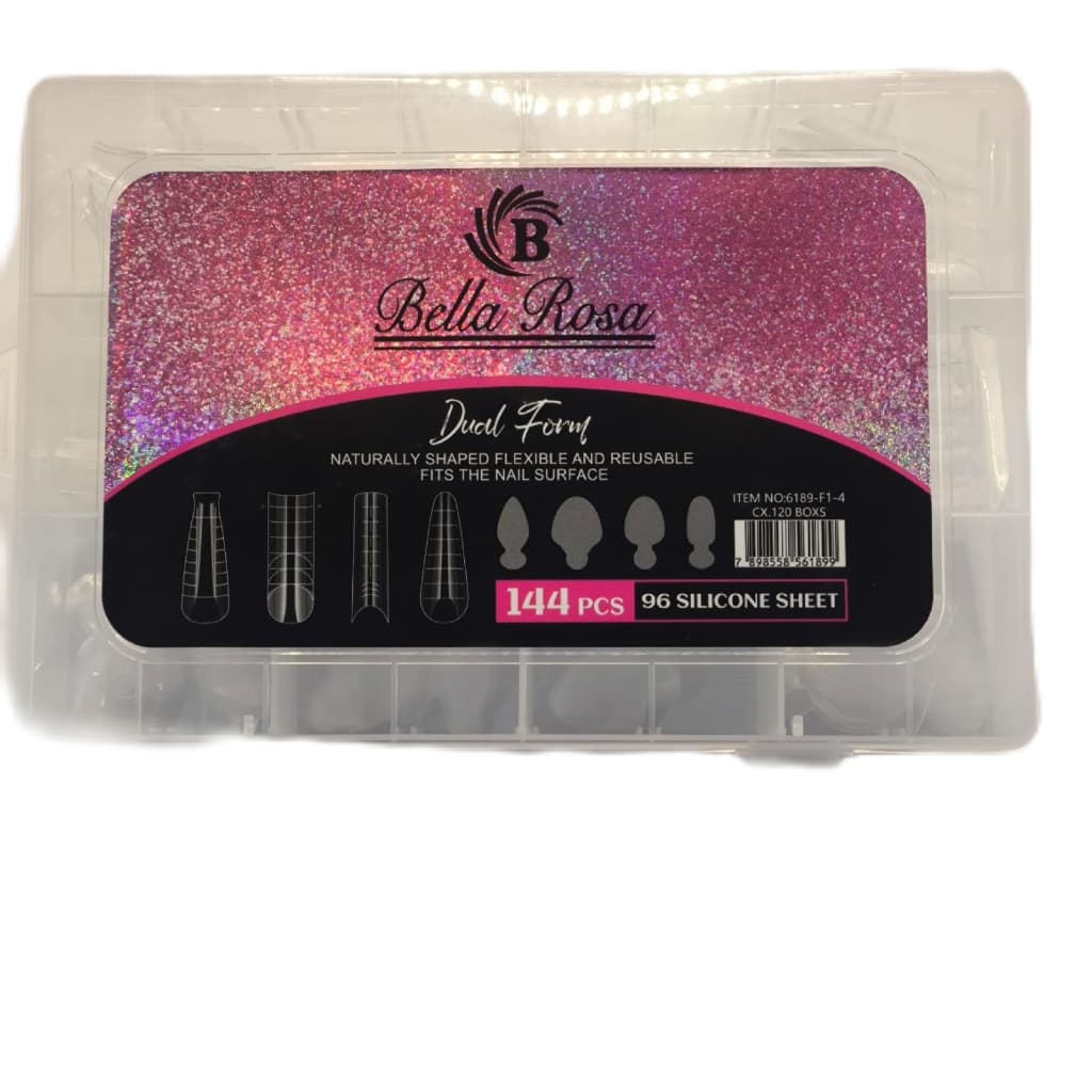 Molde F1 4 Formatos + Silicone Reversa 144 Peças- Bella Rosa 4 Formatos De Unhas