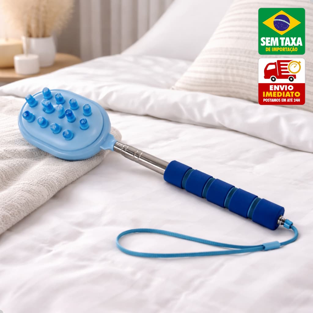 Coçador de Costas Massageador Manual Extensível 54cm Antiestresse Alívio Muscular