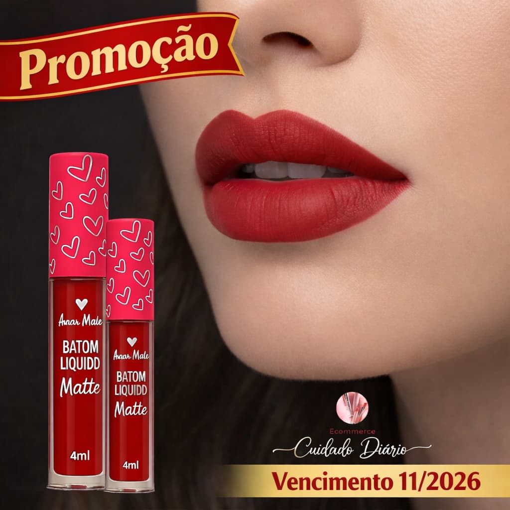 Batom liquido matte labial Amar Make I dia a dia noite ou festa conforto e fixação intensa e lábios aveludados