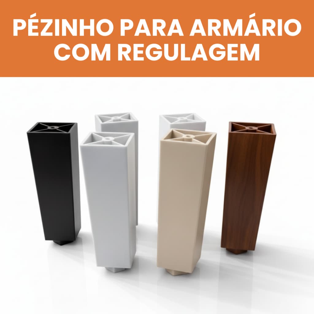 Kit Pé Pezinho Sapata Regulável Para Armários Gabinetes Banheiro Cozinha Ajustável 130mm Cores