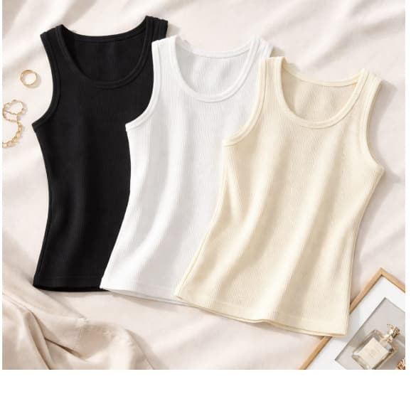 kit 3 Regata Feminina Modeladora Slim Fit Valoriza o Corpo Canelada Regata Feminina Premium Canelada