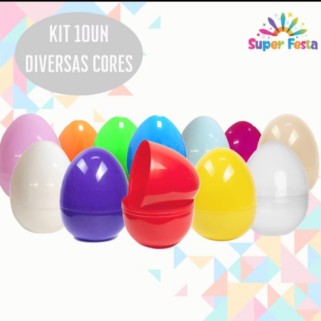 Ovo Surpresa Sortidos Com Encaixe - Diversas Cores - 10 unidades - Festplastik