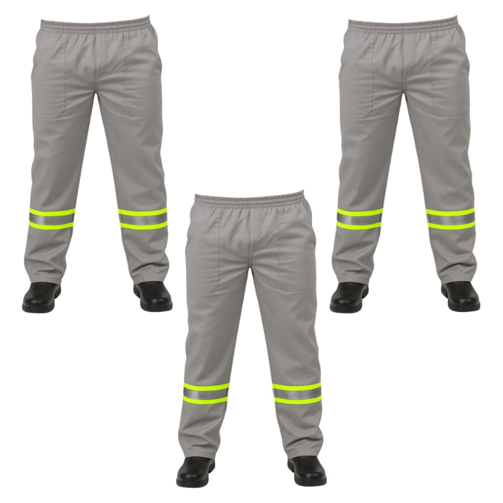 Kit C/ 3 Calça de Uniforme Terminal de Carga Brim Profissional Reforçada Com Faixa Refletiva Verde