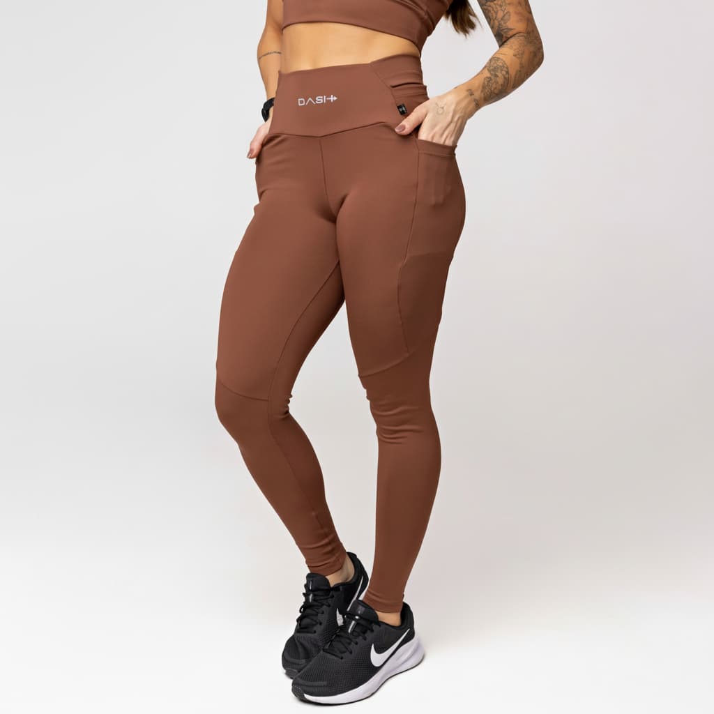 Legging Fitness Feminina Cintura Alta com 6 Bolsos (Celular/Gel/Chave) UV50+ Corrida Funcional Bike