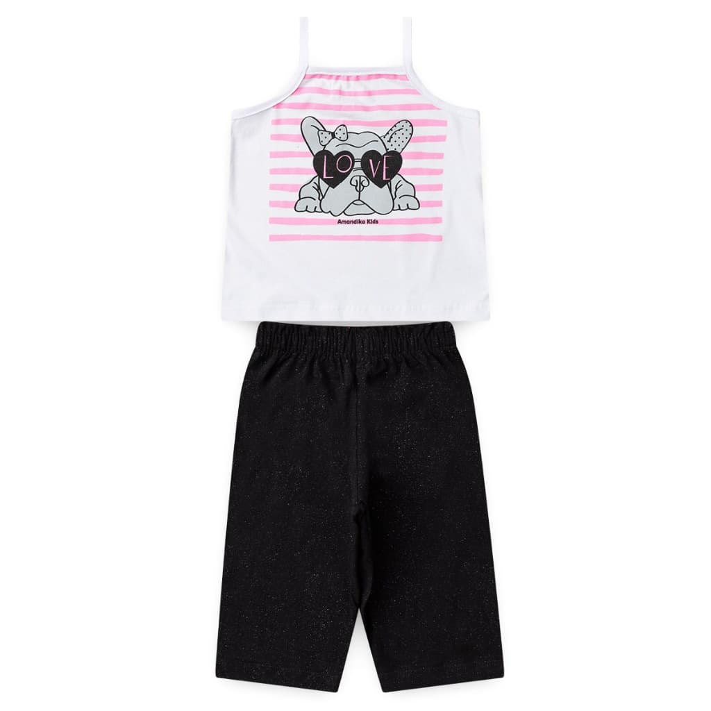 Conjunto Feminino Algodão Pantacourt e Blusa de Alça Verão Casual Confortável L29