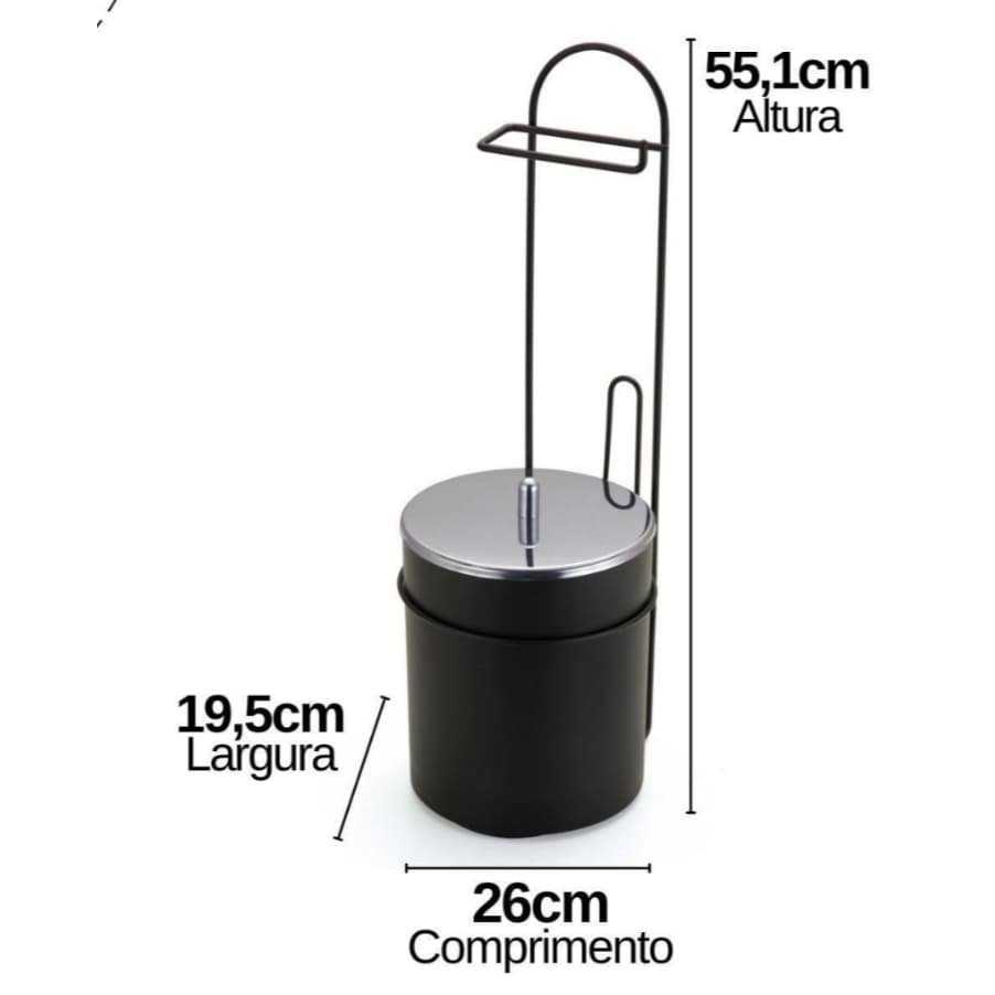 Suporte de Chão para Papel Higiênico com Lixeira – Prático, Compacto e Moderno
