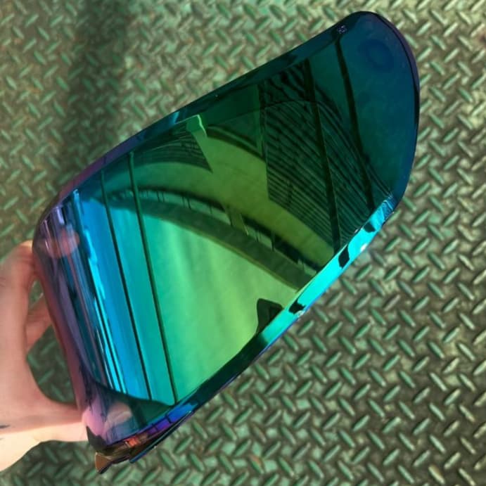 VISEIRA CAPACETE RACE TECH HIT CAMALEÃO ESVERDEADA POLIVISOR FASTER PLUS ANDROID LIZARD PROTEÇÃO UV