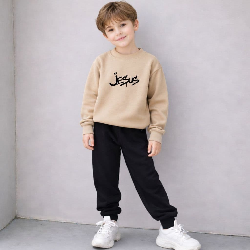 Conjunto Moletom infantil Juvenil Agasalho Religioso Jesus