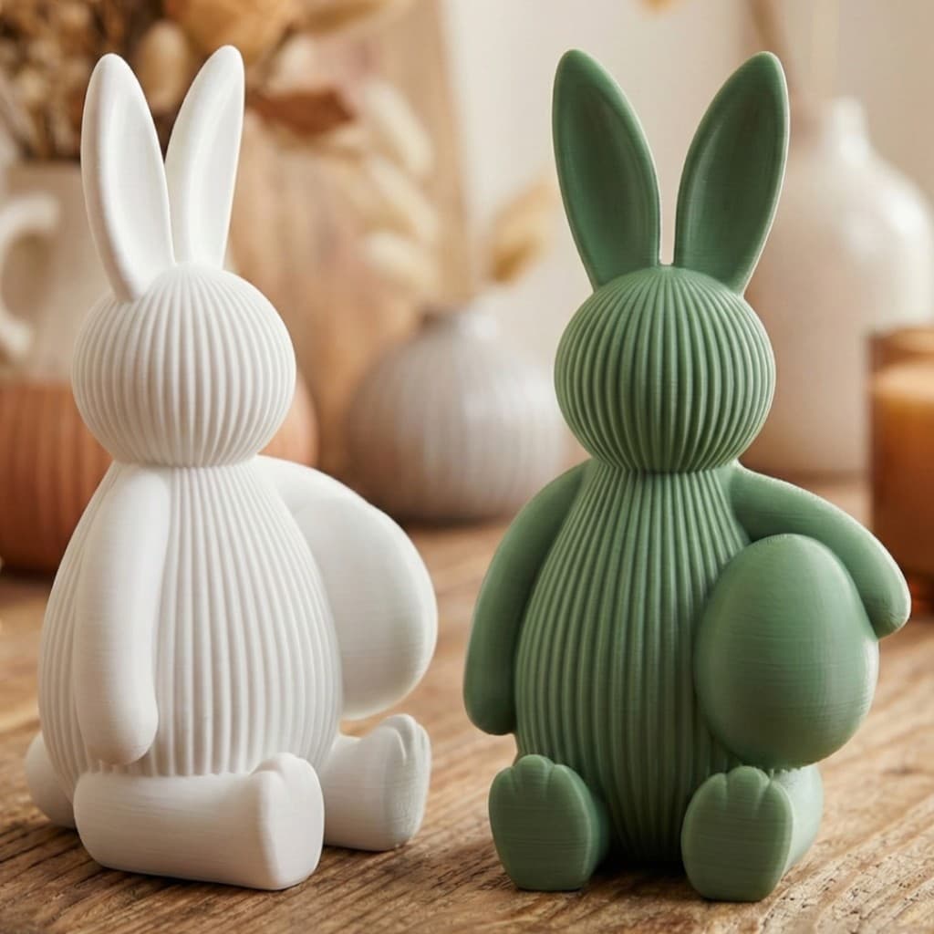 Kit 2 Coelhos Decorativos Escultura Decoração De Páscoa - Enfeite Decorativo de Pascoa