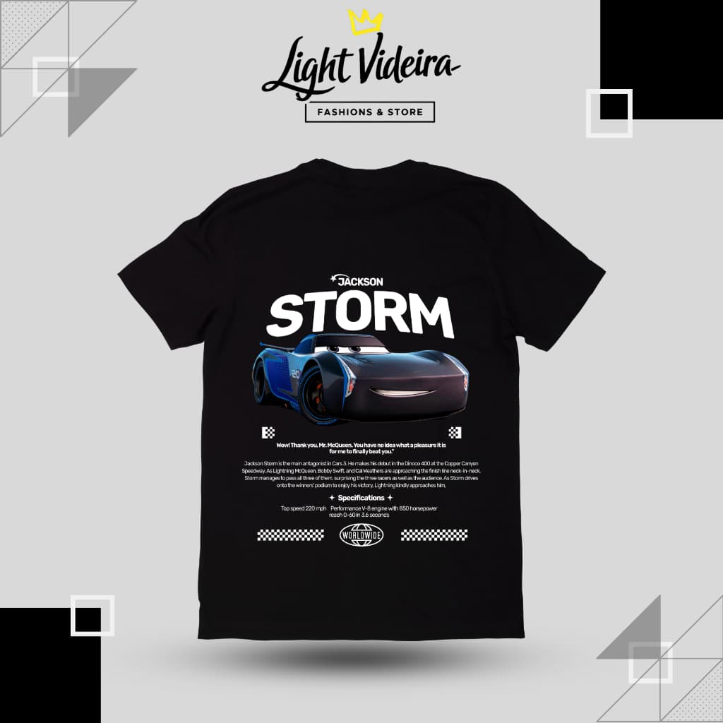 Camiseta Storm, Mater e Hamilton Filme Cars, Camisa 100% algodão Premium, Turma do Relâmpago McQueen, Unissex