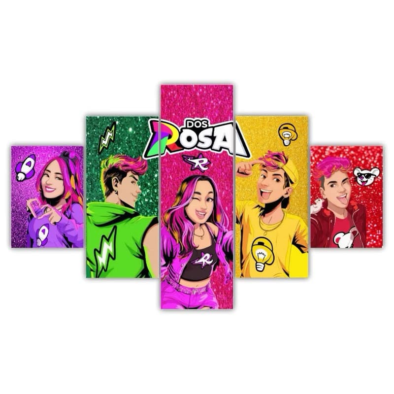QUADRO DECORATIVO DOS ROSA KIT 5 PEÇAS QUADROS GRANDE PARA SALA QUARTO INFANTIL EMILLY VICK MDF 3MM