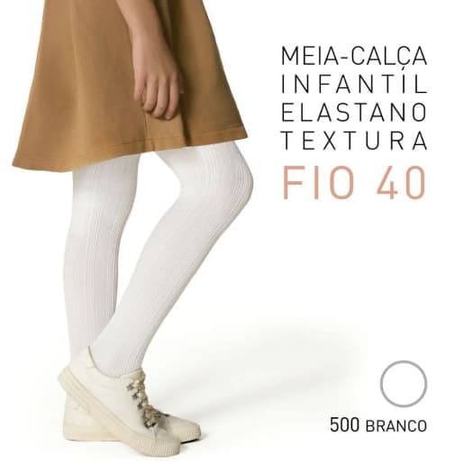 Meia Calça Infantil Elastano Textura Fio 40 Elegante Original Selene Absoluto em Conforto Ref - 9510