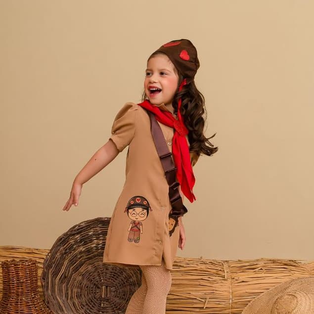 Chemise Infantil Cangaceira São João Fantasia Infantil Feminina Junina Casal Cangaceiro Look Junino