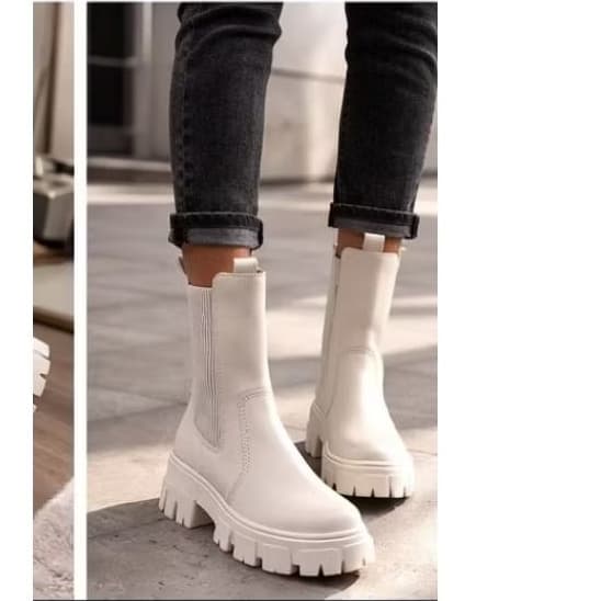 BOTA COTURNO FEMININO CHELSEA OFF WHITE