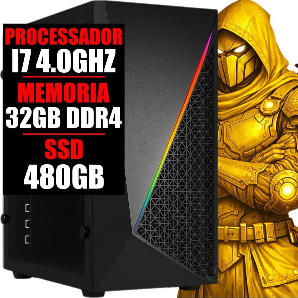PC GAMER DDR4 INTEL I7 4.0GHZ 6 GERAÇÃO, 32GB RAM, SSD 480GB, WINDOWS 11