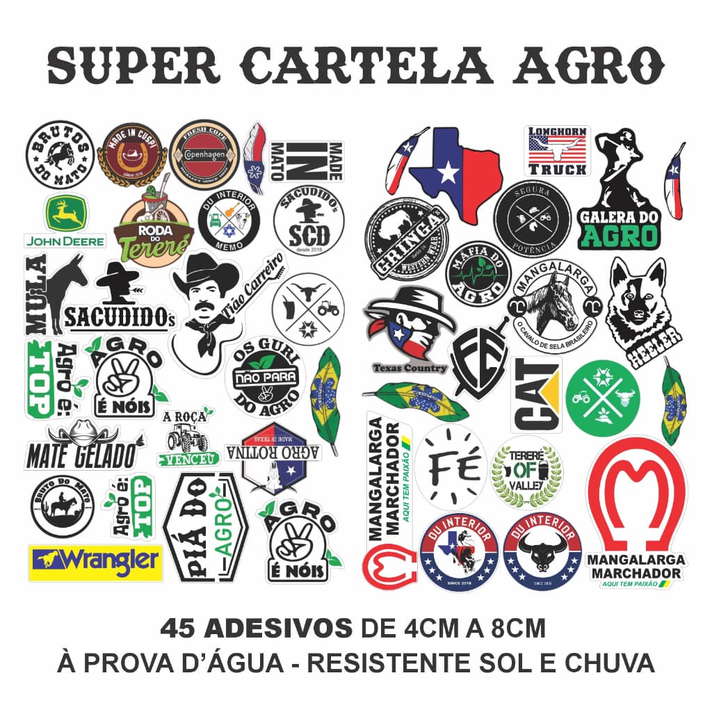Super Cartela Adesivos Agro Country Tereré Bruto Agronomia Rústico