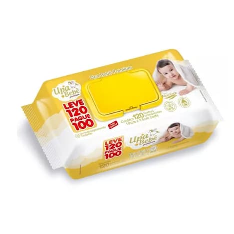 Lenco Umedecido Toalha Upa Bebe Premium Sem Alcool Com Aloe Vera Com 120 Unidades De Toalhinhas