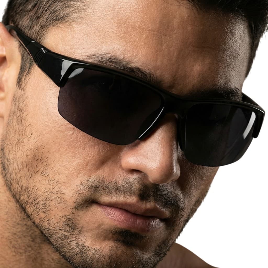 Óculos de Sol Masculino Esportivo UV400 Lente Escura Semi Aro Leve Para Corrida Caminhada MD-66