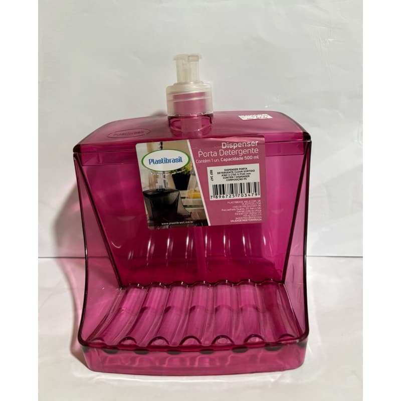 Dispenser Porta Detergente Rosa 500 ml sabão em barra e liquido
