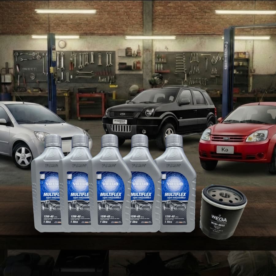 KIT Revisão troca de oleo 5lts ou 4lts 15w40 + 1 Filtro de Oleo FORD Ka, Fiesta, Ecosport 2000-2010