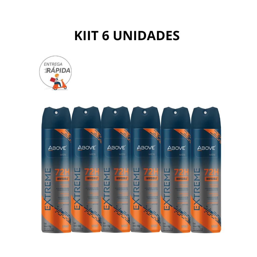 Kit 6 Desodorante Above Men Extreme Sport 150ml Aerosol Masculino Proteção Diária