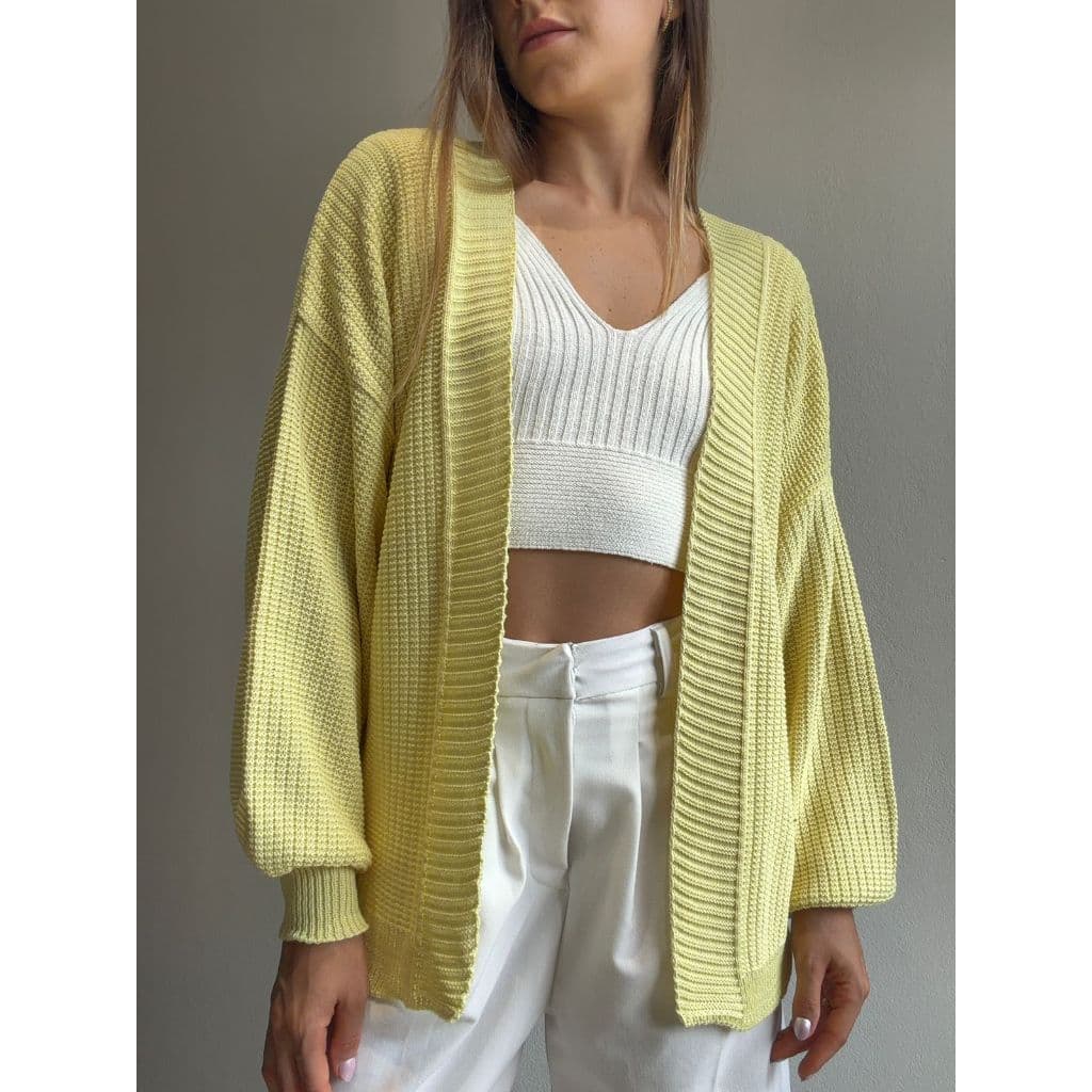 Cardigan Tricot Inverno Casaco Bufante Manga Longa Trico