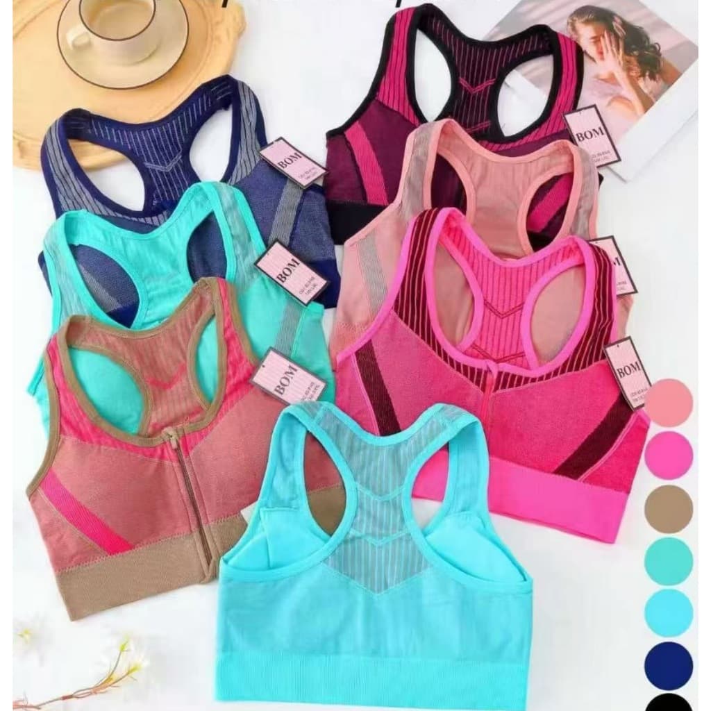 Top Esportivo com Zíper Frontal e Design Racerback - Ref