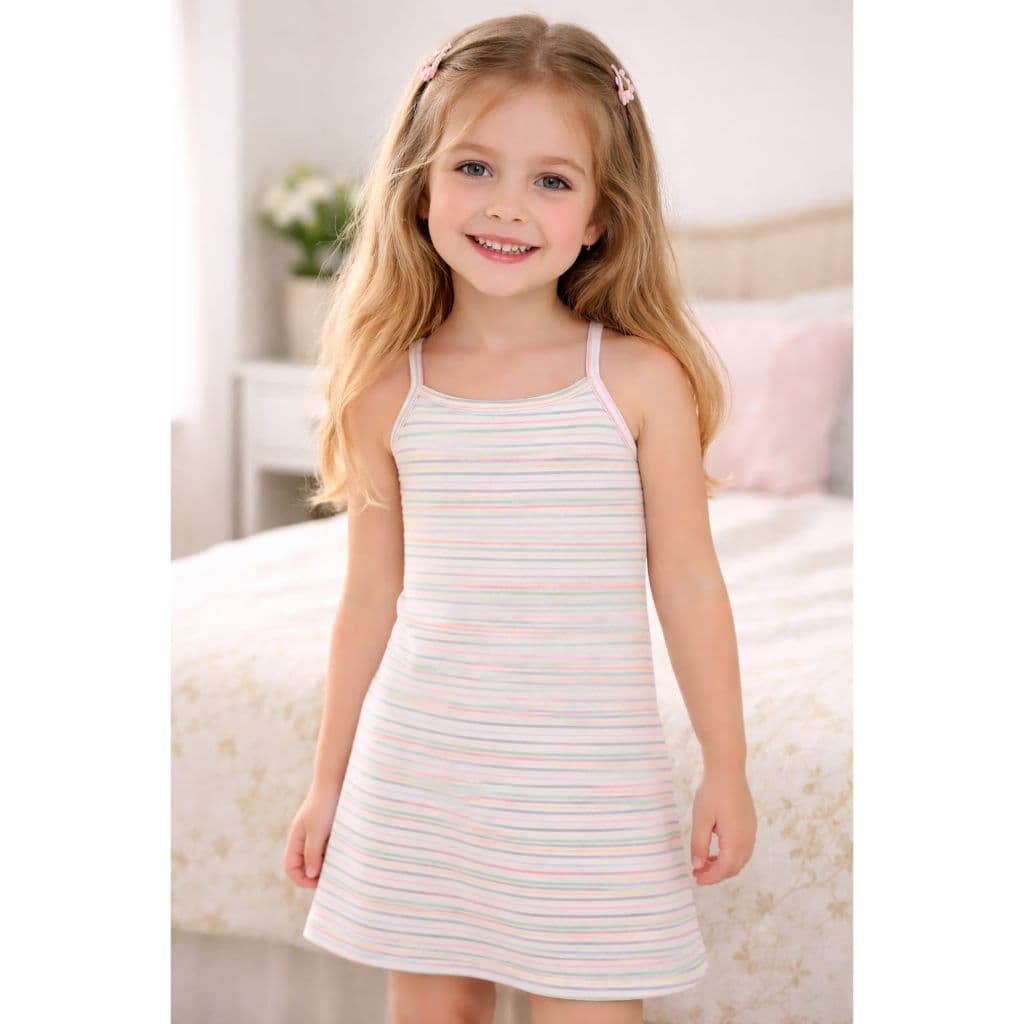 VESTIDO INFANTIL JUSTO DE LISTRAS, VESTIDO LISTRADO, VESTIDO DE ALCINHA, VESTIDO FRESQUINHO