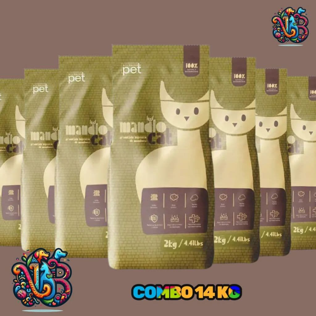 Areia Mandiocat 14kgs Areia Higiênica 100% Natural e Biodegradavel
