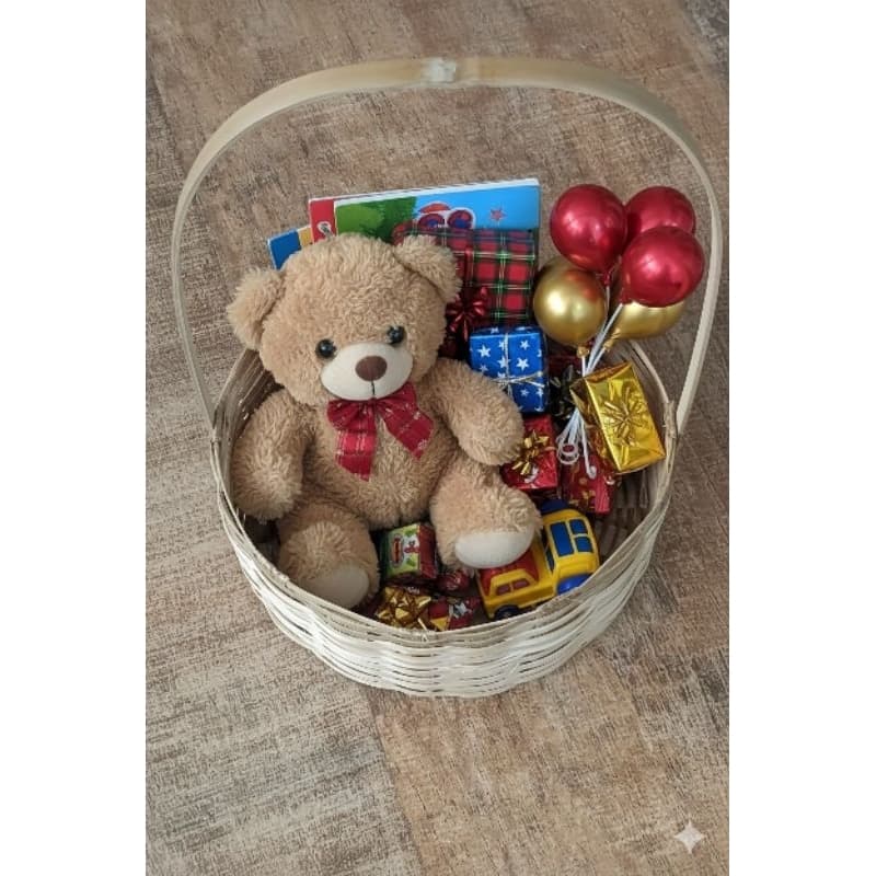 kit com 5 cestas  Fraldeira de Bambu com Alça para Presentes e Decoração