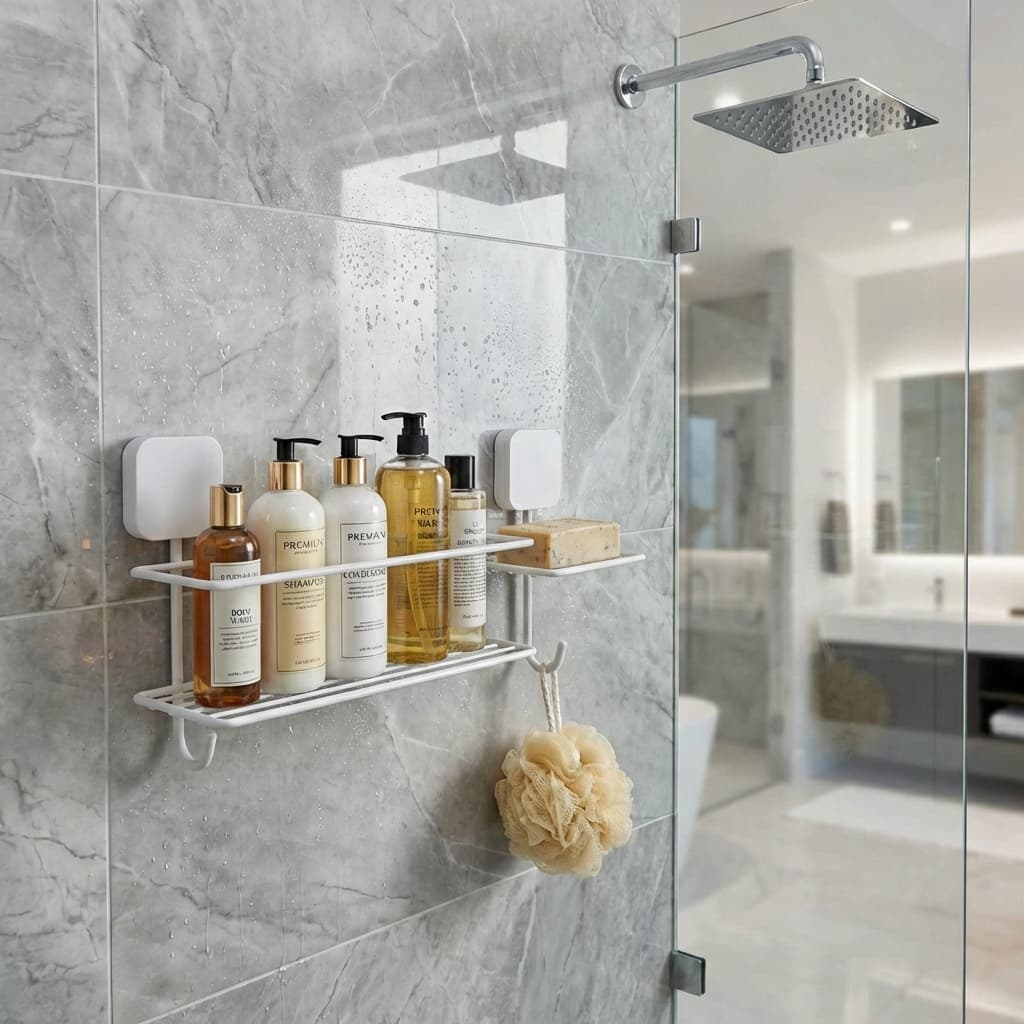 Suporte Para Shampoo  Moderno Com Saboneteira Fixação Fita