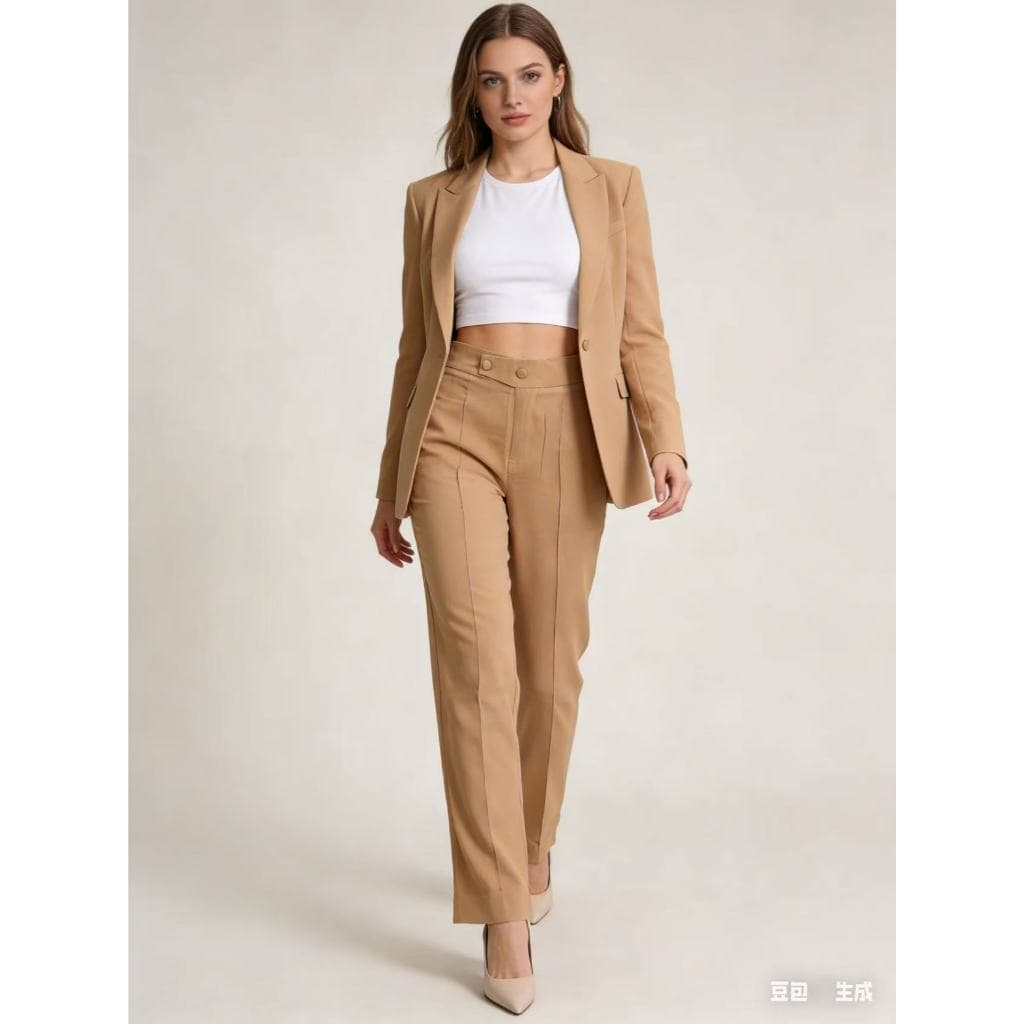 Calça reta crepe com bolsos 38-44 elástico traseiro 5806