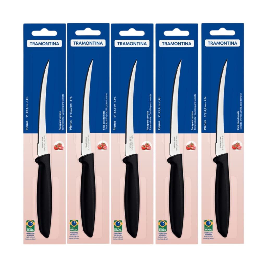 Jogo 5 Facas Tomate 5” Tramontina Aço Inox