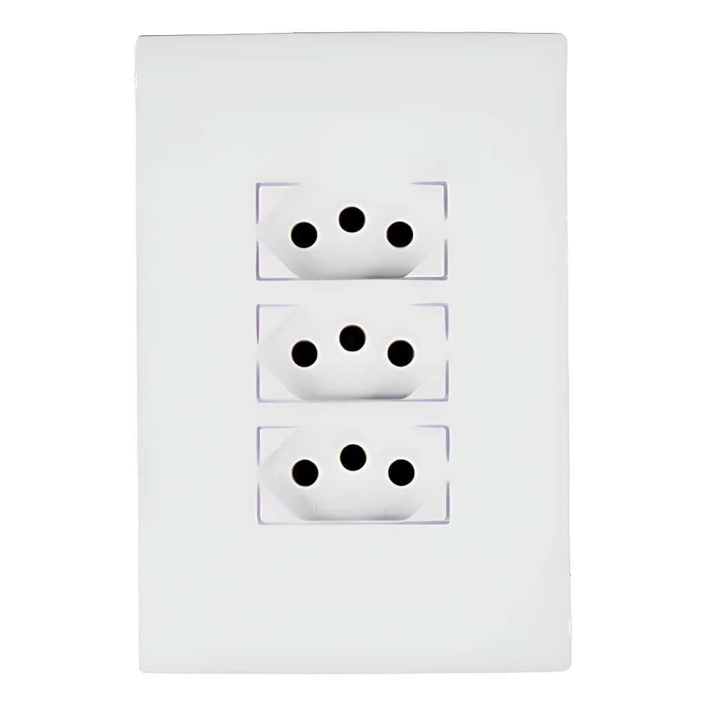 Conjunto Tomada 4x2 Tomada Tripla 20a Monobloco Bivolt I9 Ilumi Branco