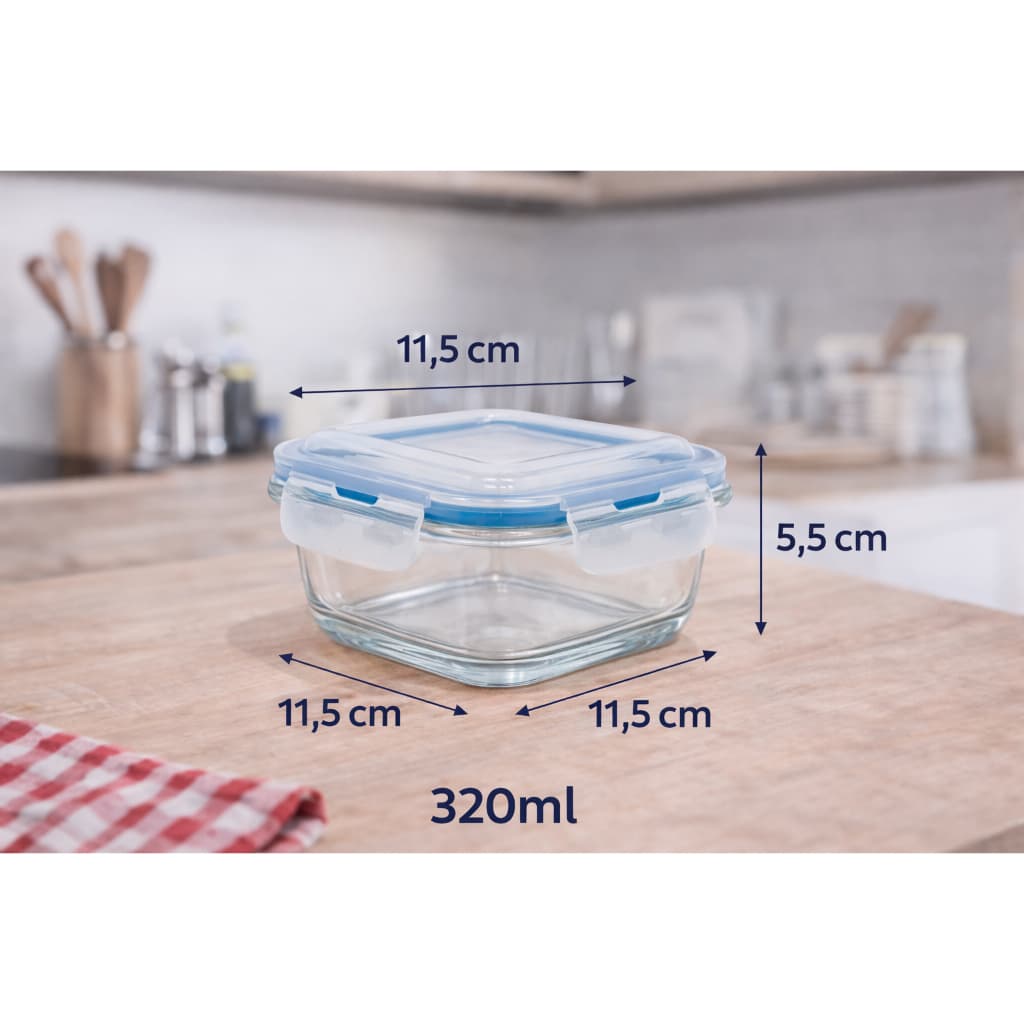 Pote Hermético de Vidro 320ml Quadrado para Alimentos