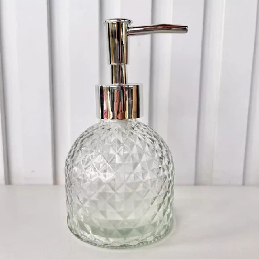 Porta Sabonete de Vidro Luxo 380mL Valvula  -  Banheiro, Salão,Escritorio