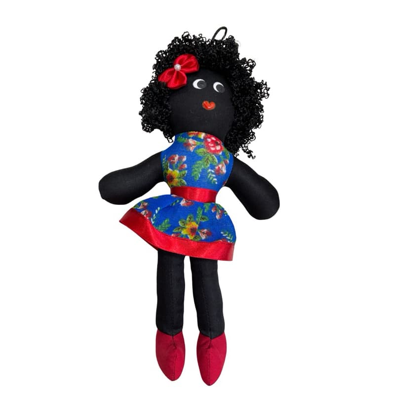 Boneca de Pano Baianinha Nega Maluca Fitinha Senhor do Bonfim ou Floral Chita Artesanal