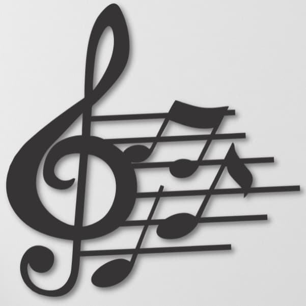 Placa Madeira Decorativa Nota Musical MDF Com Fita Dupla Face Adesiva Preto Fosco