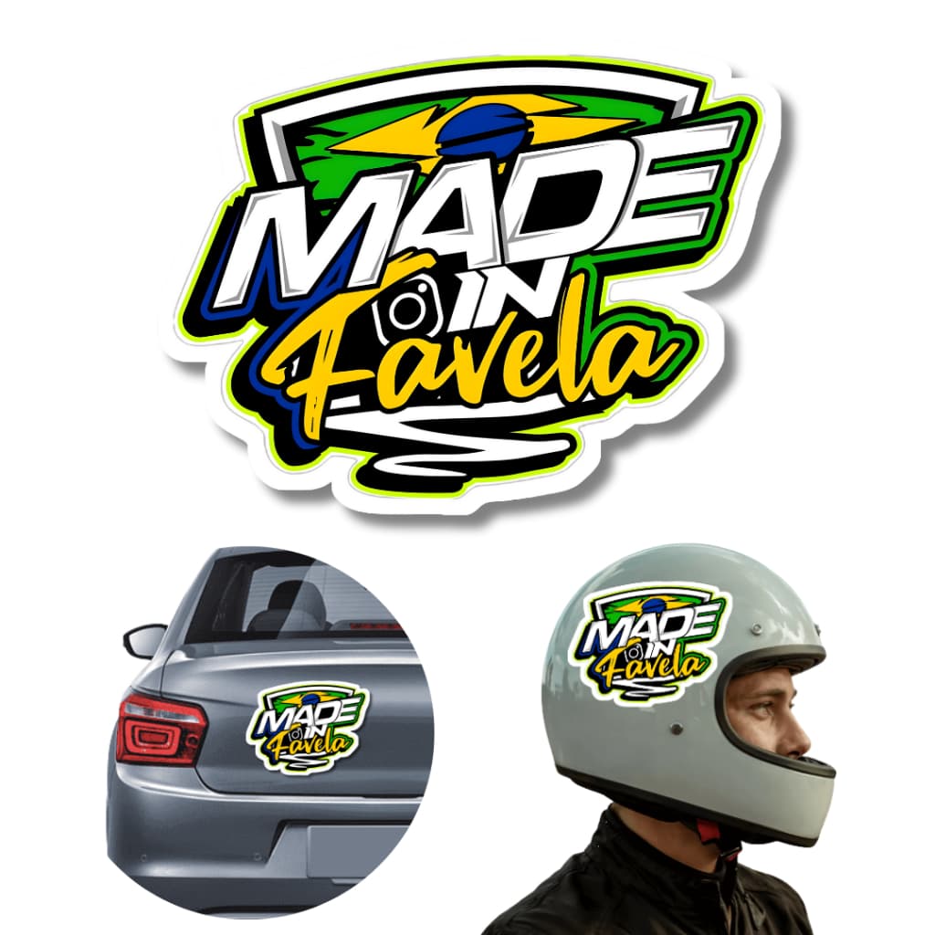 Adesivo Frase Made In Favela Brasil Vinil Carro Sticker Moto Decorativo 1 UNIDADE