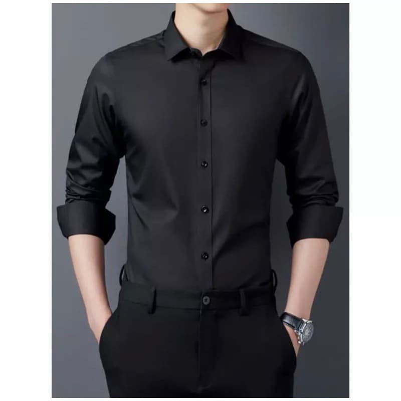 Camisa masculina casual de negócios de manga longa de alta qualidade, feita de 100%microfibras ultra finas .Slim Fit.