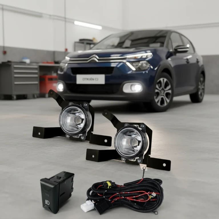 Kit Farol de Milha Citroen C3 a partir 2023 Botão Original Neblina Serra Serração Farol Farolete Estrada