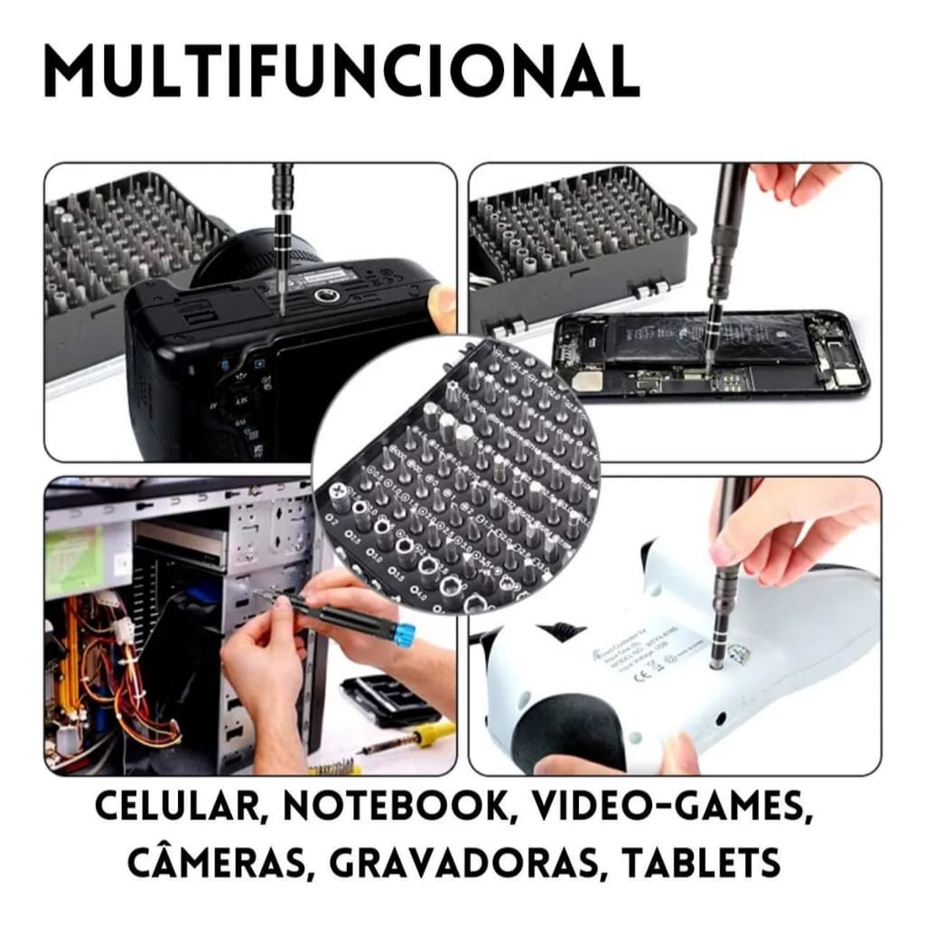 Kit Chaves Precisão Manutenção Profissional 115 Peças Magnético Jogo Compacta Multiuso iPhone Notebook Celular Computado